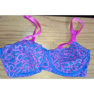38DDD SAVAGE X SEXY BLUE HOT PINK LACE BRA UNDERWIRE